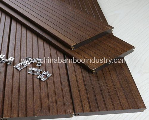 Factory Price 18mm Grooved Bamboo Decking Anti-Slip Surface Outdoor Bamboo Flooring Strand Woven Bamboo