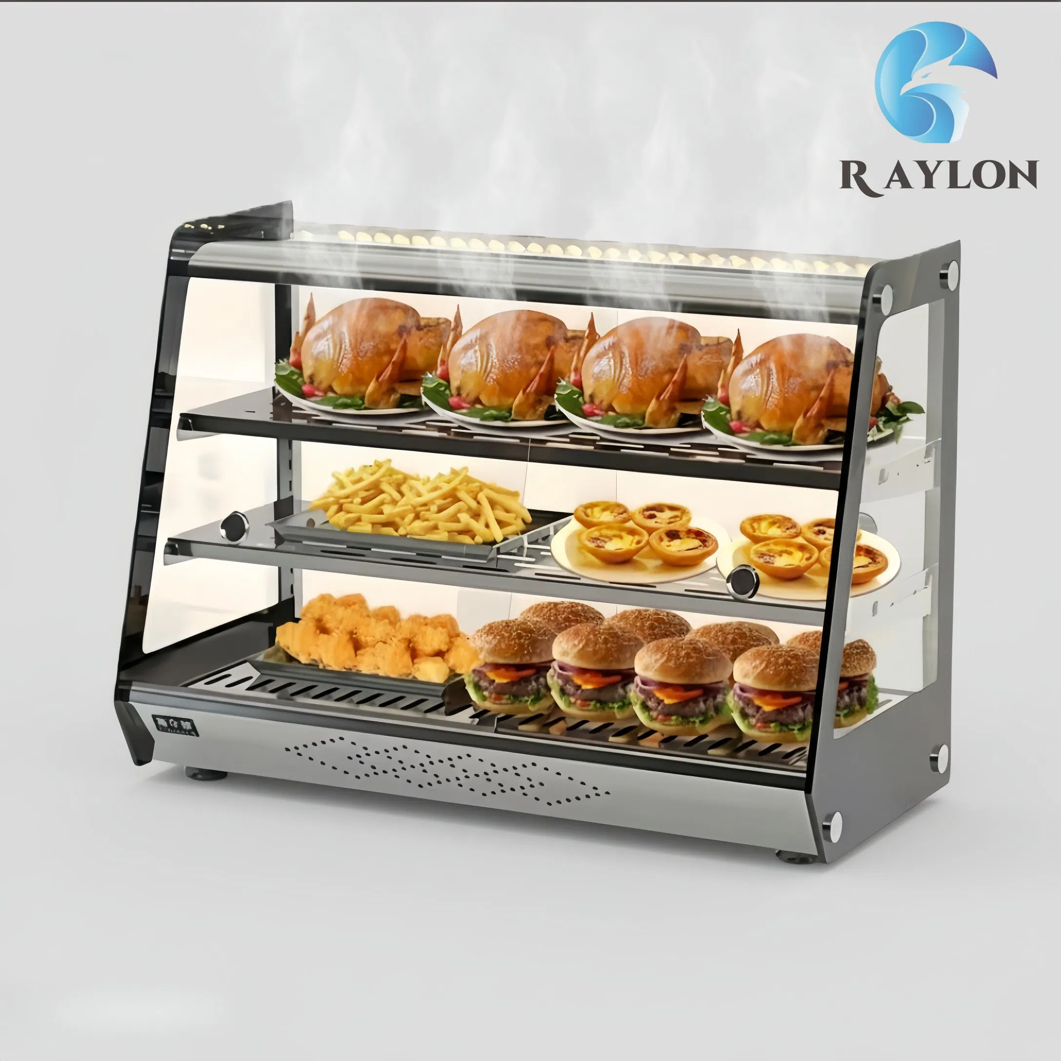 Double Layer Heated Display Cabinet Commercial Model for Food Court