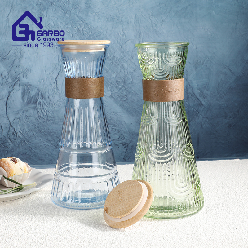 Garbo New Design Is Machine Made Cheap Price Blue Color 920ml Glass Water Bottle Carafe with Lid