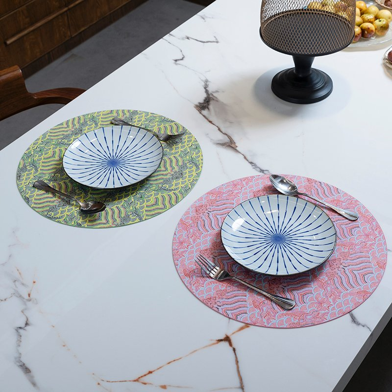PVC Leather Placemat Non-Slip Oil-Proof Heat-Resistant Dining Tableware Washable Table Mat Pad