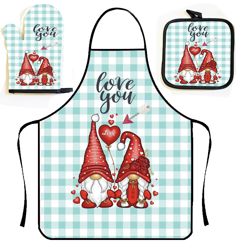 Custom Cute Pink Printing PVC Waterproof Oil-Proof Women Kitchen Cooking Cleaning Apron