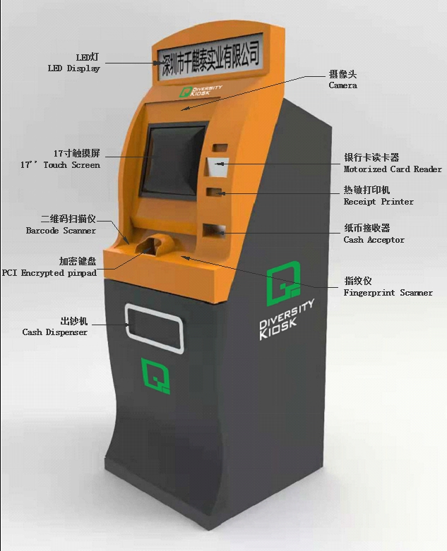 Flexible Commissions and Customizable Fees Thermal Printer ATM Cash Dispenser Machine System
