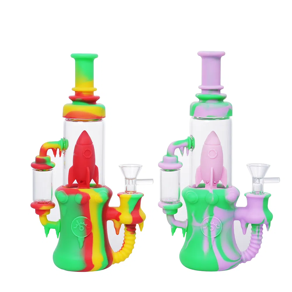 8.5-Inch Silicone Rocket Recycler DAB Rig Water Pipe