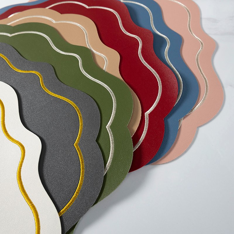 PVC Leather Embroidery Waterproof Wedding Placemat Table Mat Place Mats Dining Table Mat