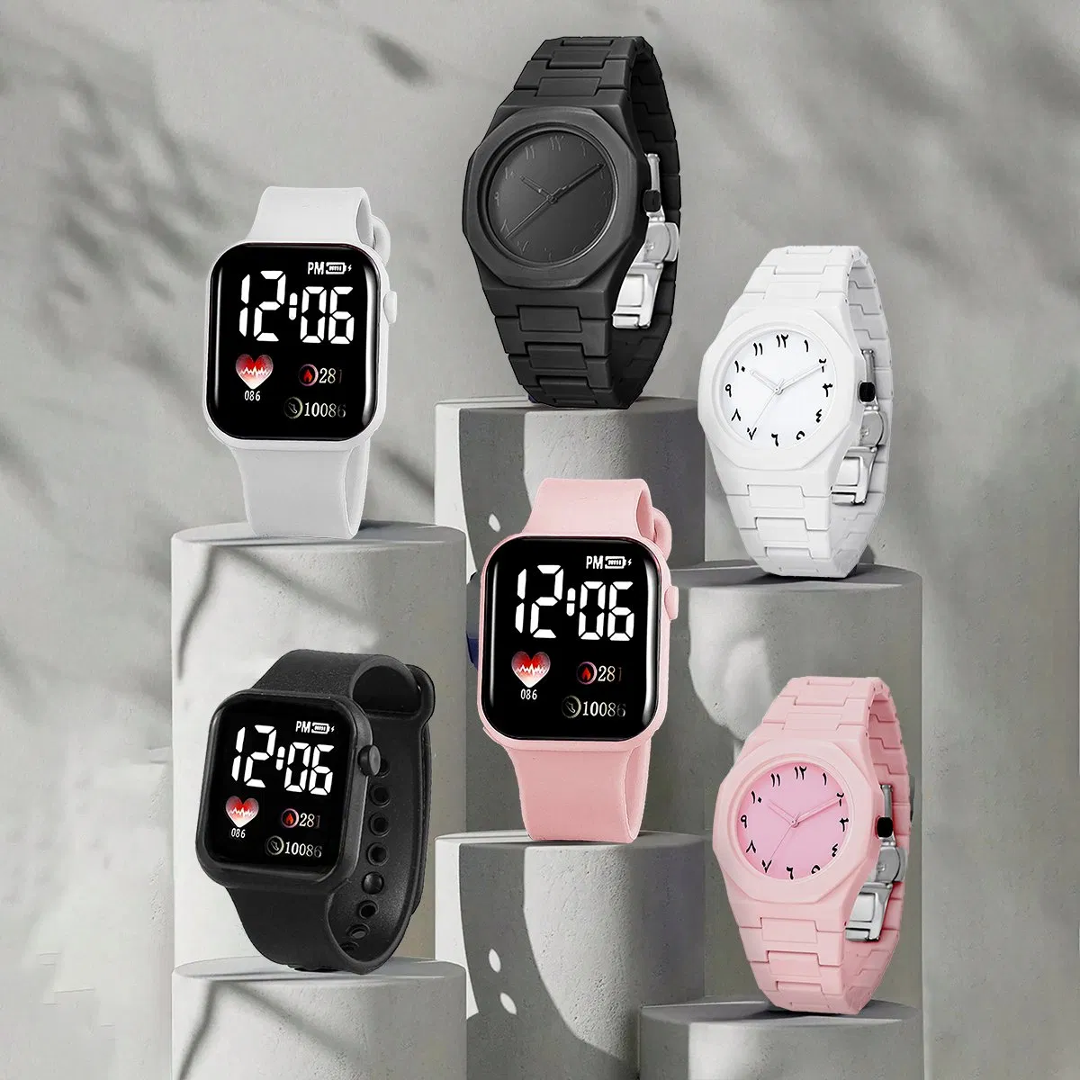 6PCS Stylish Women Watch Set Gift Cute Cartoon Practical Versatile