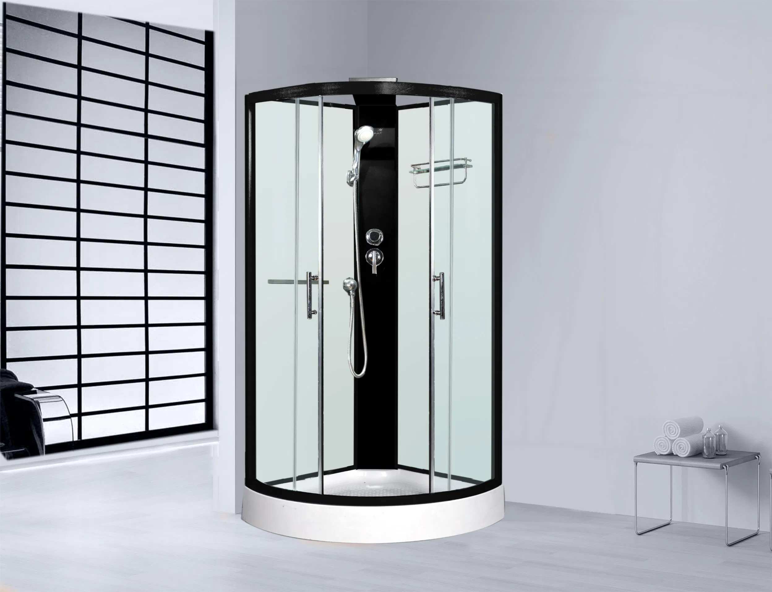 Golden Black White Marble Low Glass Sliding Door Shower Room Cabin Enclosure