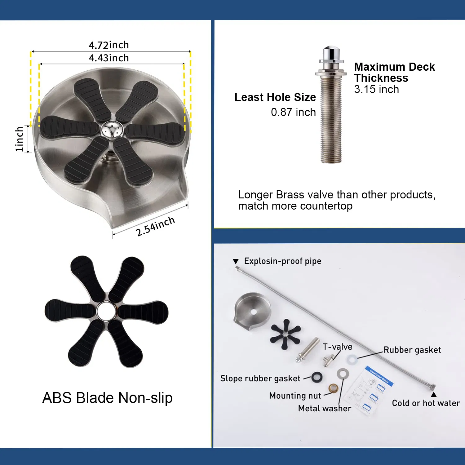 High-Pressure Bottle Washer Stainless Steel Cup Washer for Washe Baby Bottle, Glass Cup, Wine Glass