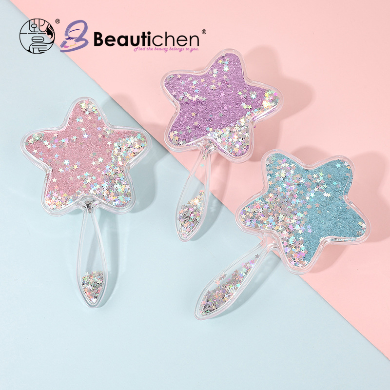 Beautichen Starry Handheld Mirror with Glittery Handle – Cloud-Shaped Travel-Friendly Compact Design for Daily Beauty, Makeup Touch-UPS