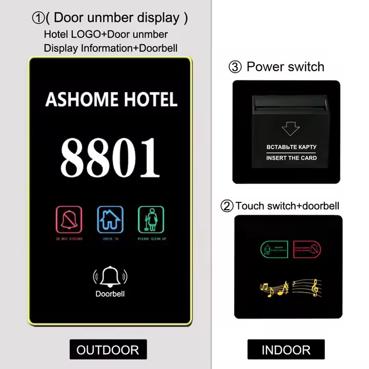 Illuminated Hotel Guest Room Number LED Display Dnd Don't Disturb Clean up Free Logo Customed Electronic Door Plate Sign Doorplate