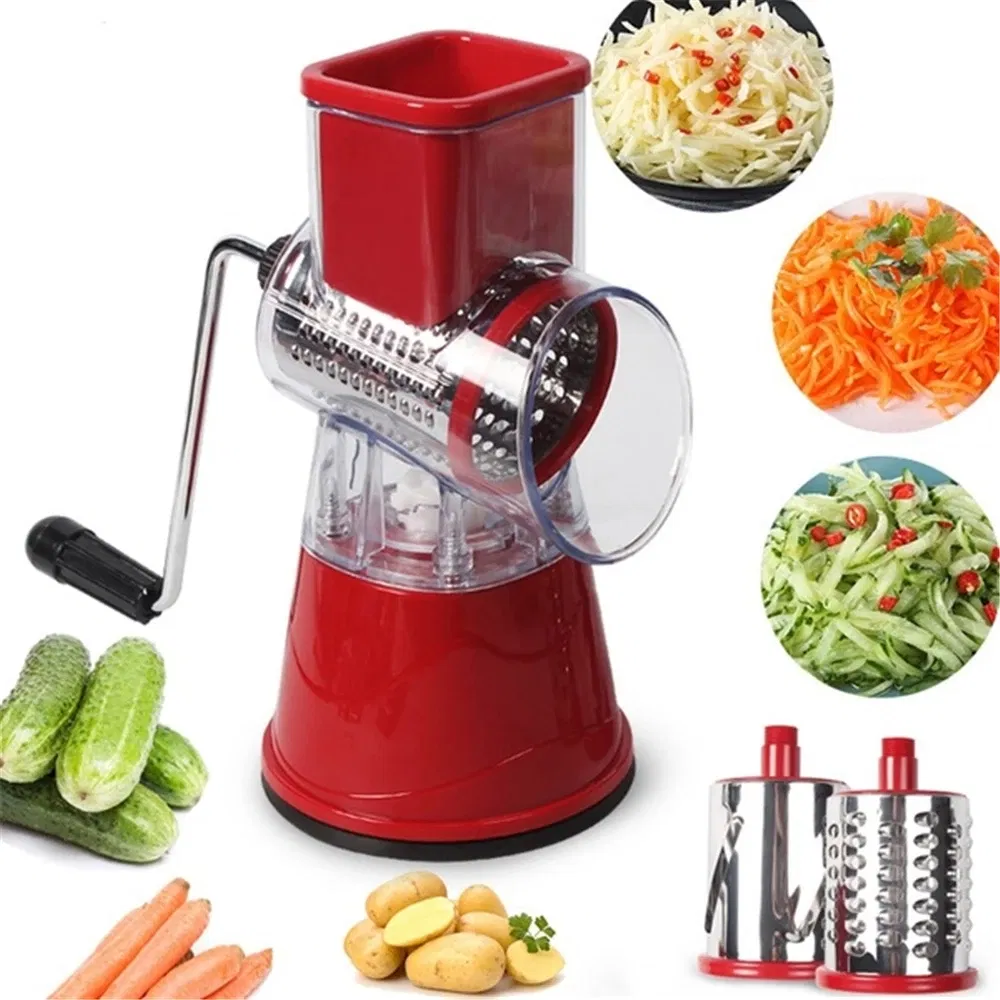 Custom Logo Food Processor Vegetable Chopper Kitchen Roller Gadgets Tool Vegetable Cutter Round Slicer Graters Potato Carrot Cheese Shredder