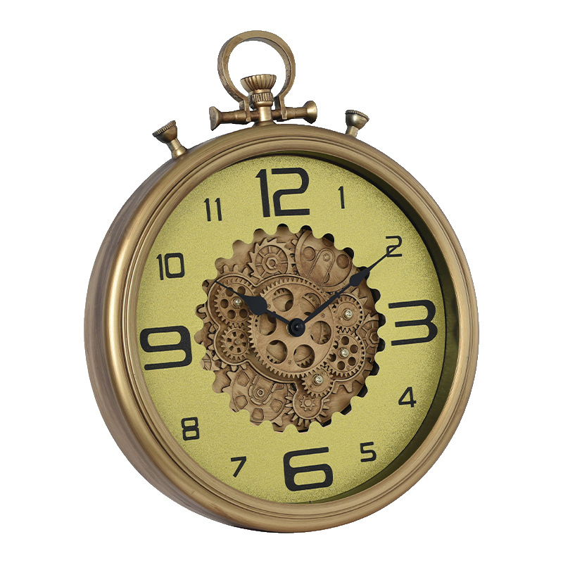 Hot 47cm Round Antique Vintage Gear Wall Clock with Quartz Silent Movement: