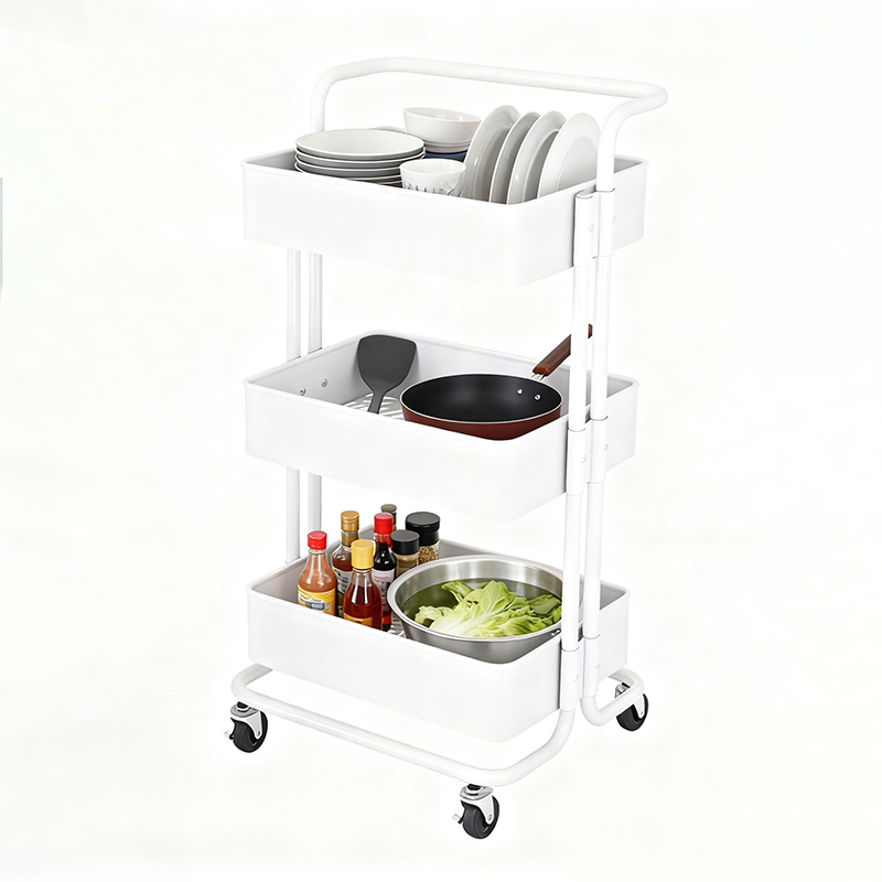 Best-Selling 3-Layer Modern Home Storage Rack with Hand Trolley - for Bathroom & Living Room