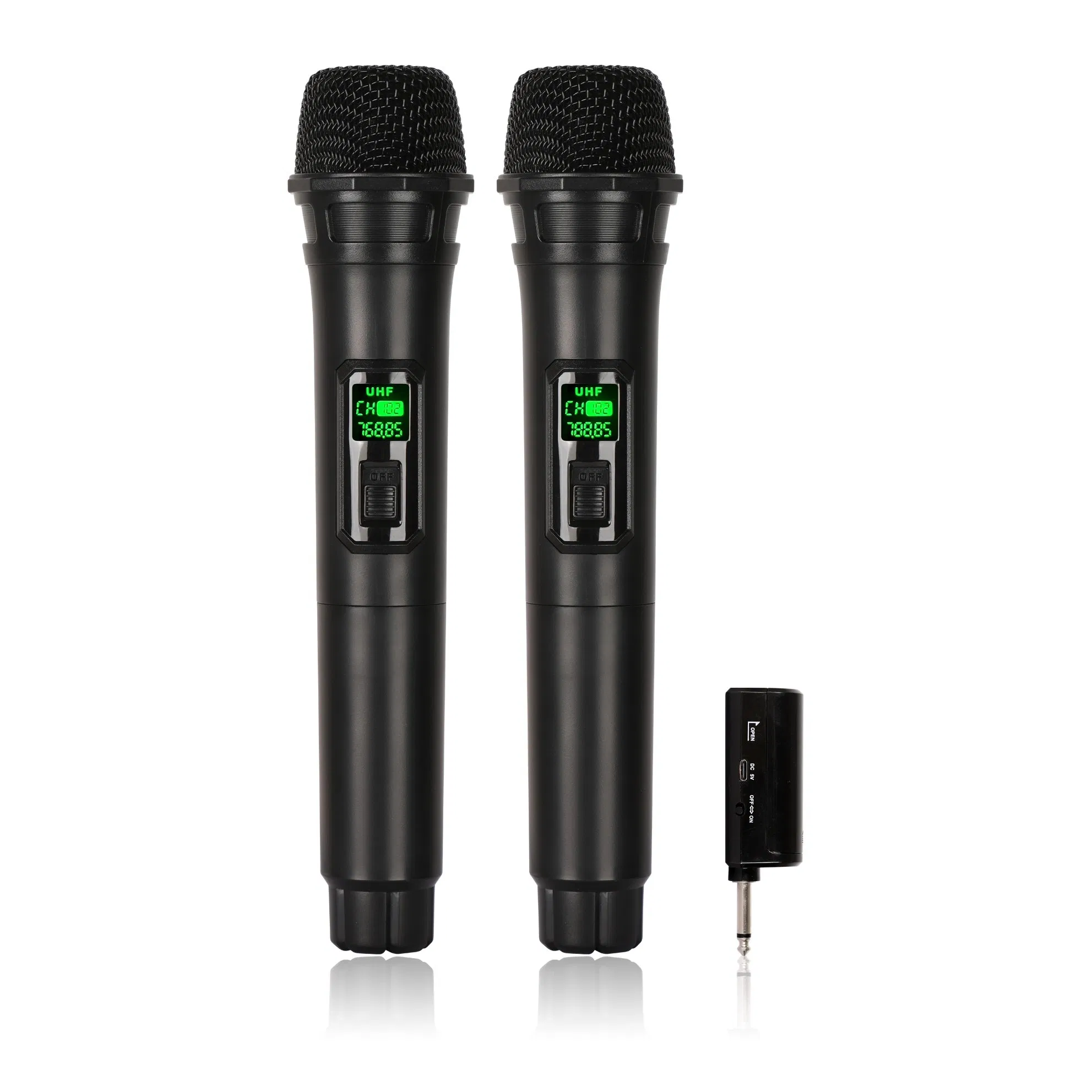 Wireless Microphone Rechargeable Fixed Frequency Dual Microphone Dual Handheld Dynamic Microphone for Karaoke Singing Weddings DJ Party Church Classroom