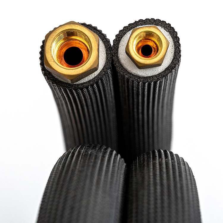 1/4-5/8 15FT Black PE Insulated Copper Tube Pipe Pair Coil for Air Conditioner