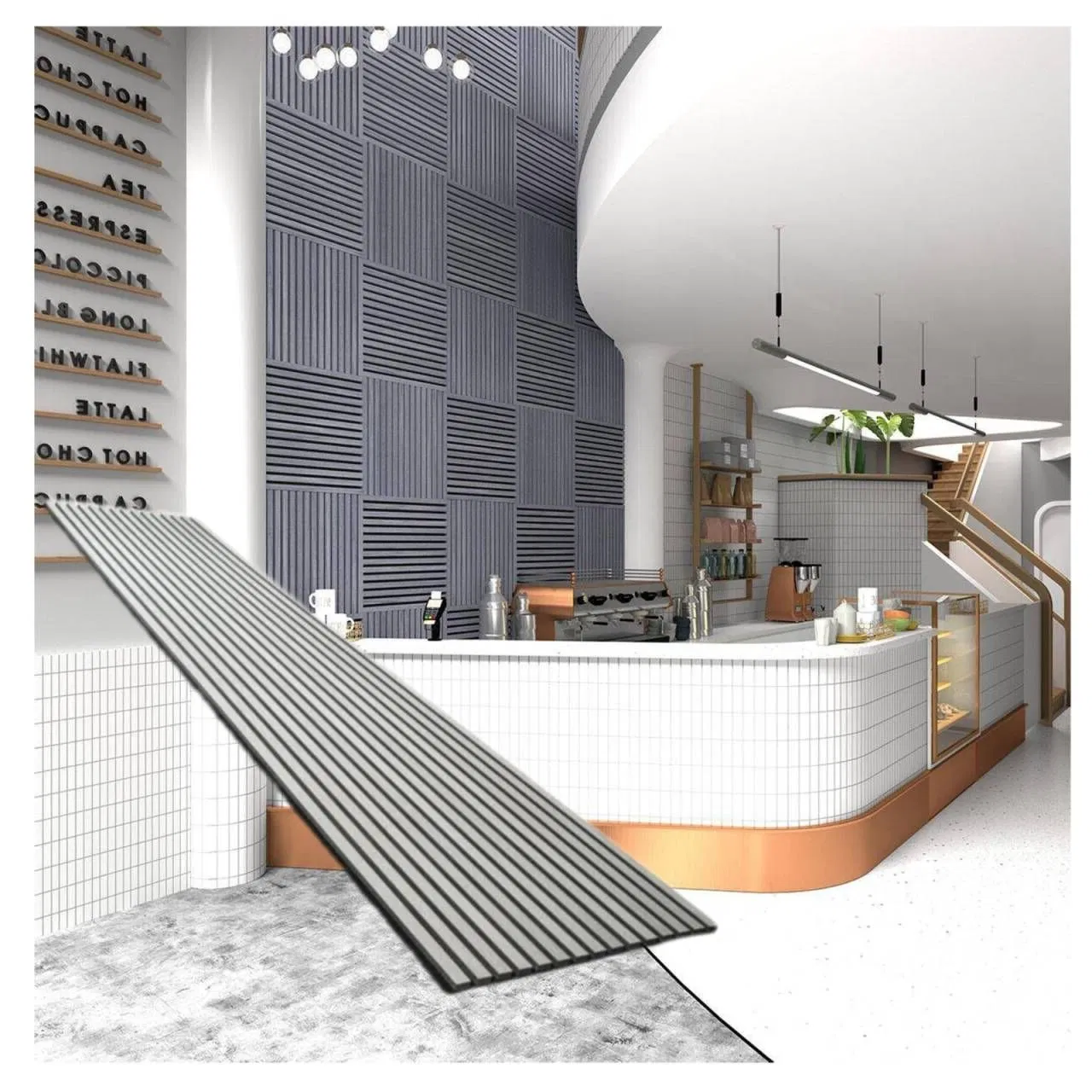 Interior Decoration Material Wave Wall Ceiling Polyester Fiber Acoustic Panel