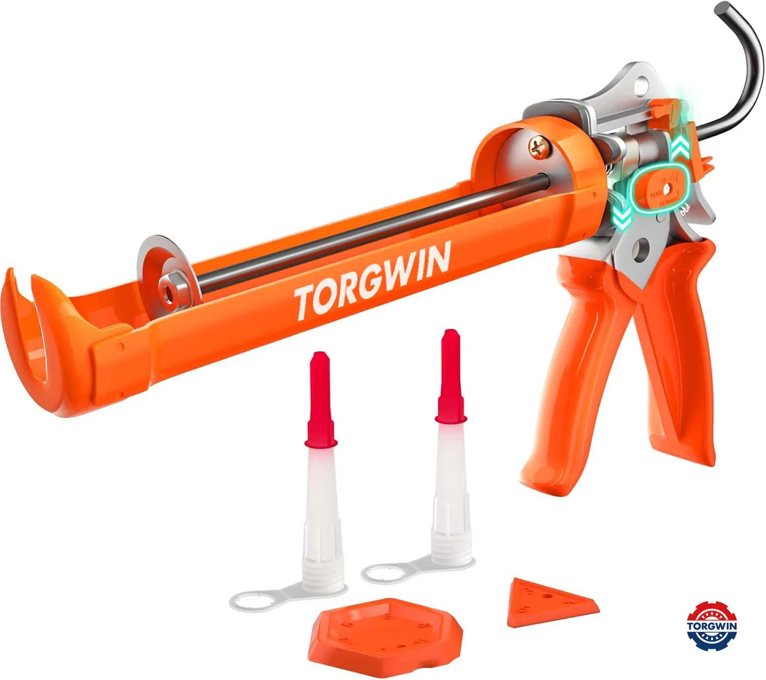 Caulking Gun Heavy-Duty Aluminum Caulk Gun, 1/10 Gallon, Adjustable 12: 1 & 25: 1 Thrust Ratio