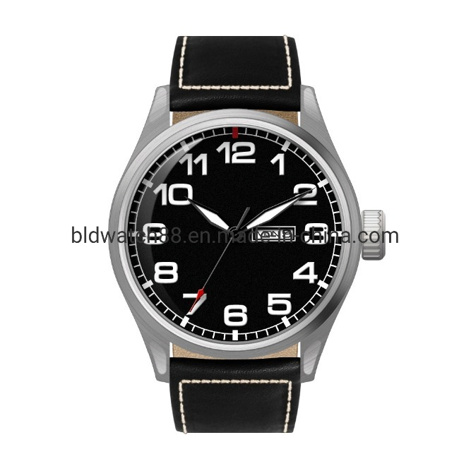 Big Size Mens Gift Watches Promotional Alloy Leather Wrist Watch 47mm
