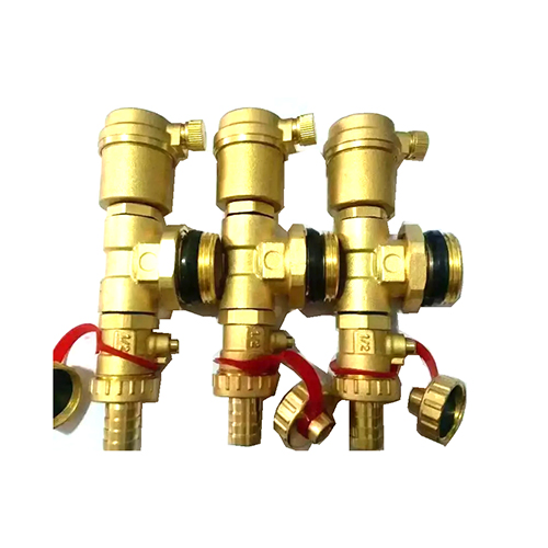 Brass Air Vent Valve with Tee and Beer Valve for Heating Manifold