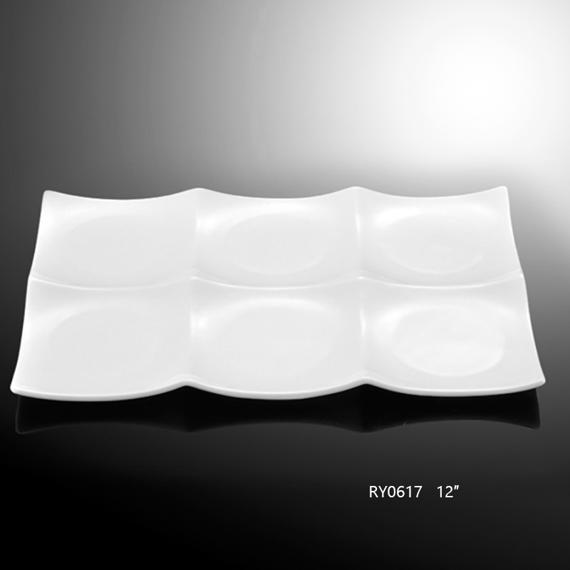 Porcelain Rectangular Divided Plate for Appetizer