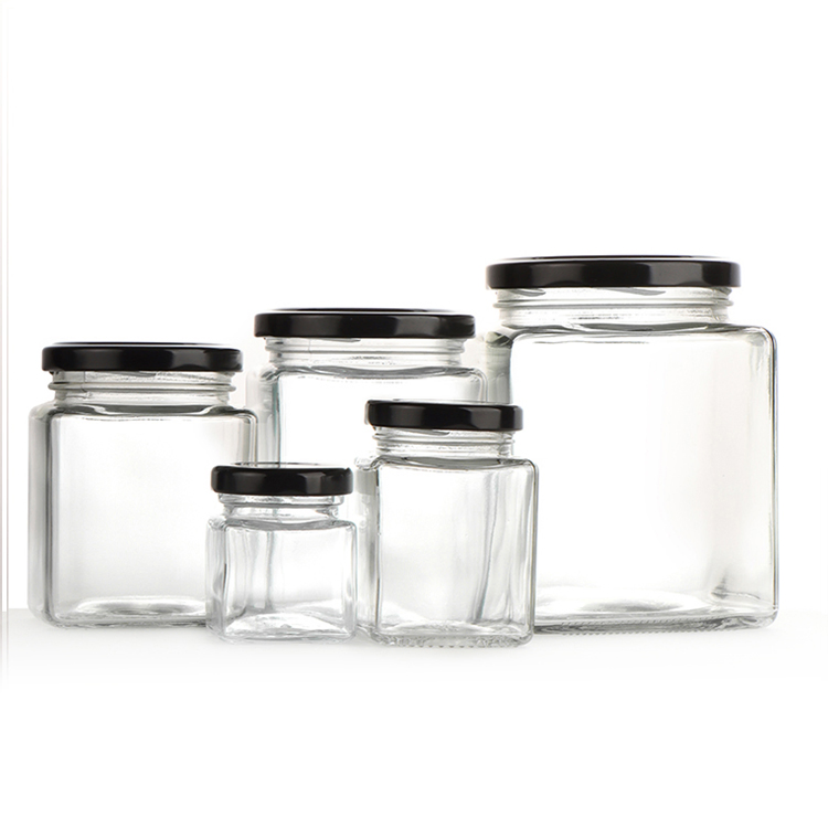 Reuseable 16oz Food Square Glass Jar Pickle Jars with Lid