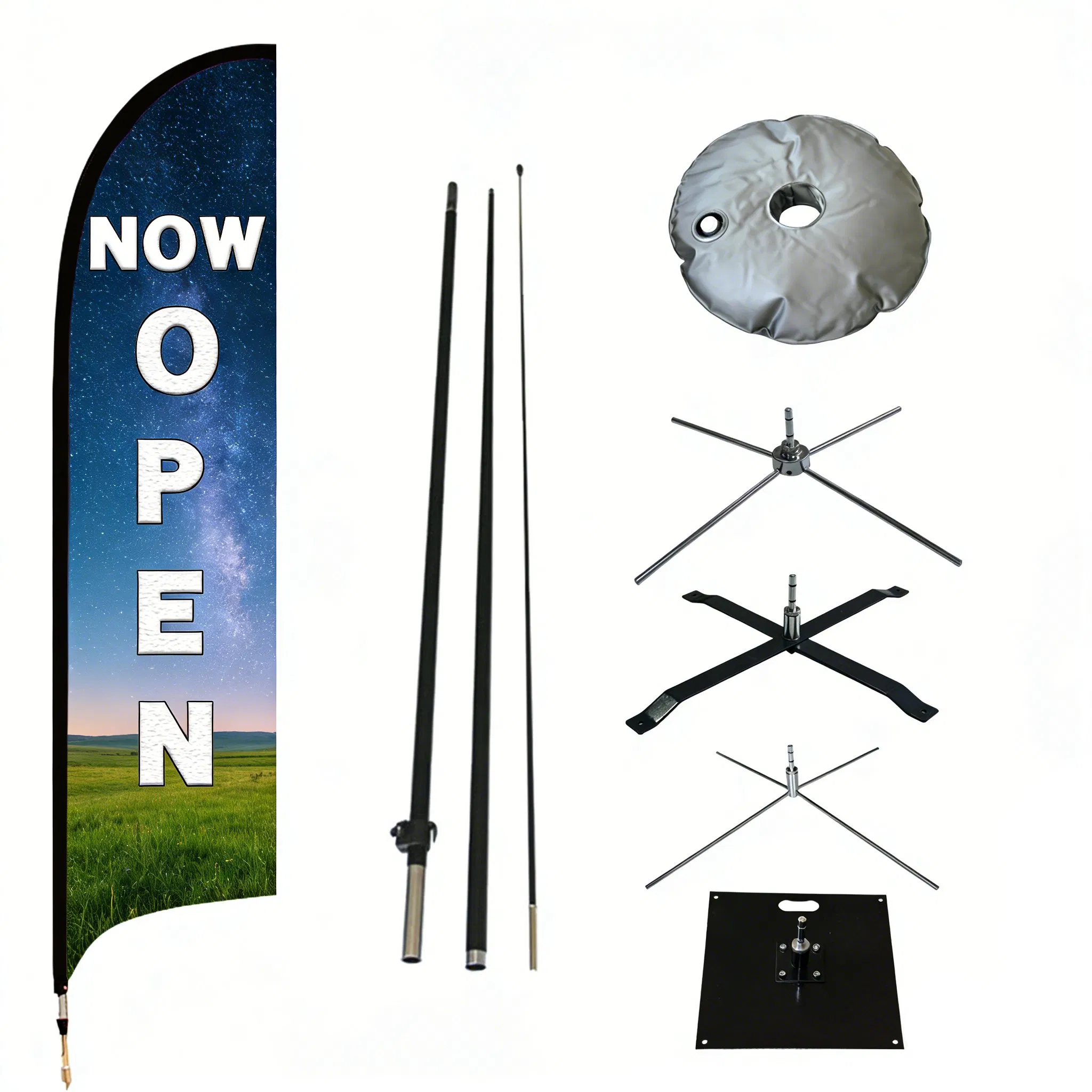 13FT Custom Design Outdoor Advertising Tear Drop Flags with Pole Spike and Portable Base