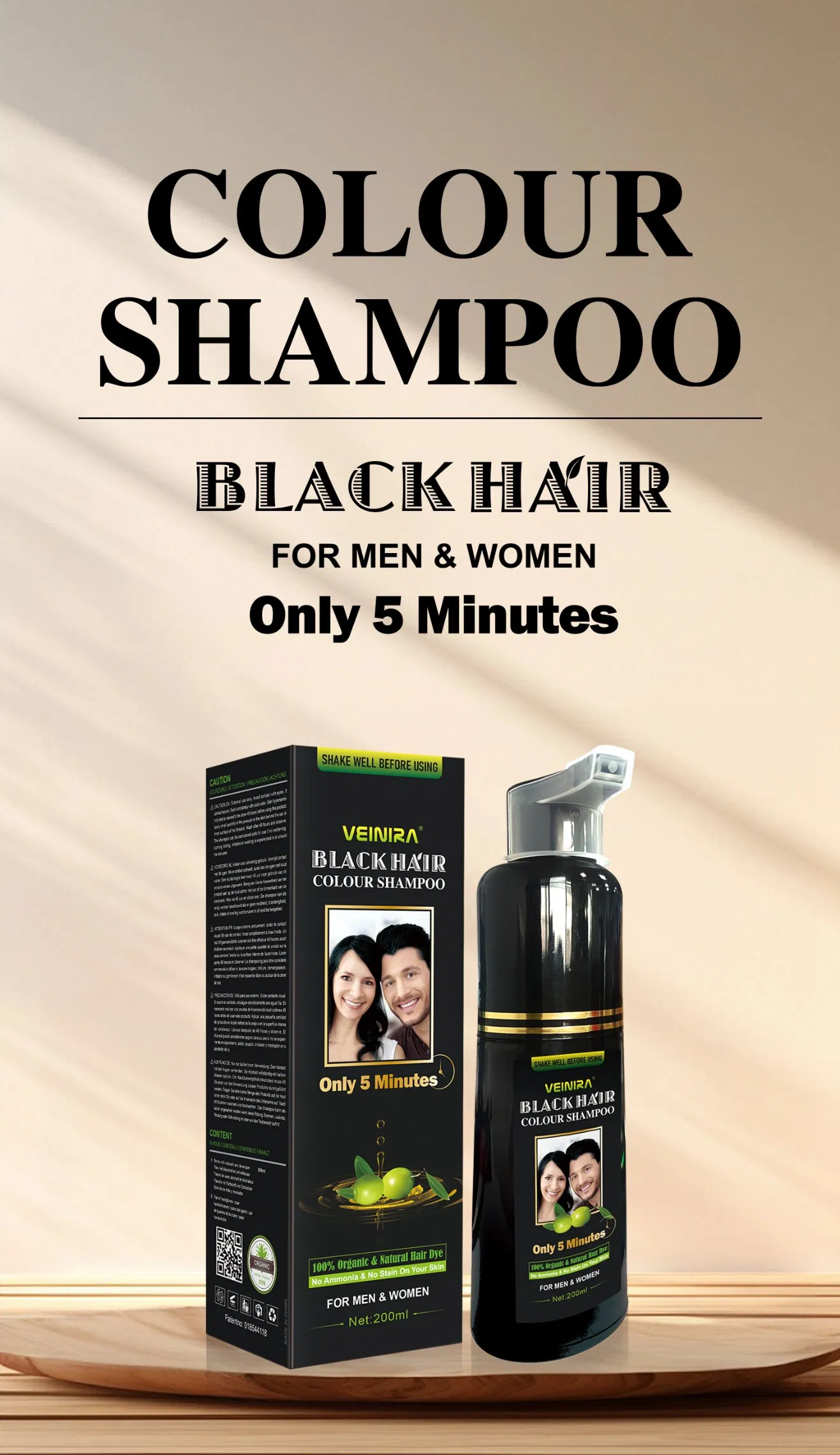 Wholesale Hair Dye Black Color Shampoo for Hair Coloring Natural Hair Color Cream 100% Cover Grey Hair