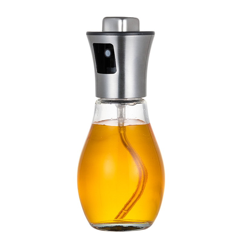 Kitchen Food Grade Lead-Free Glass Oil Sprayer Dispenser Bottle 200ml Mini Olive Oil Spray with Stainless Steel Pump