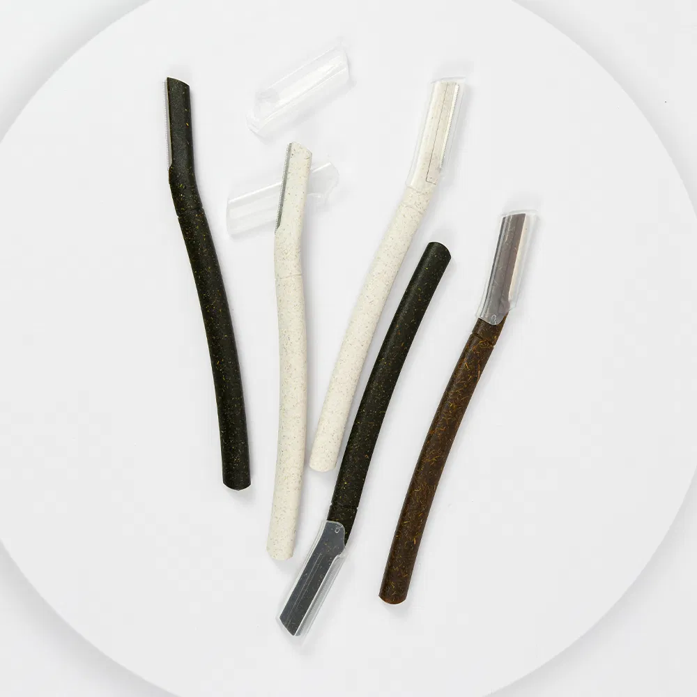 Eco-Friendly Degradable Wheat Straw Eyebrow Shaver Stainless Steel Blade Razor Facial Body Hair Remover Shaving