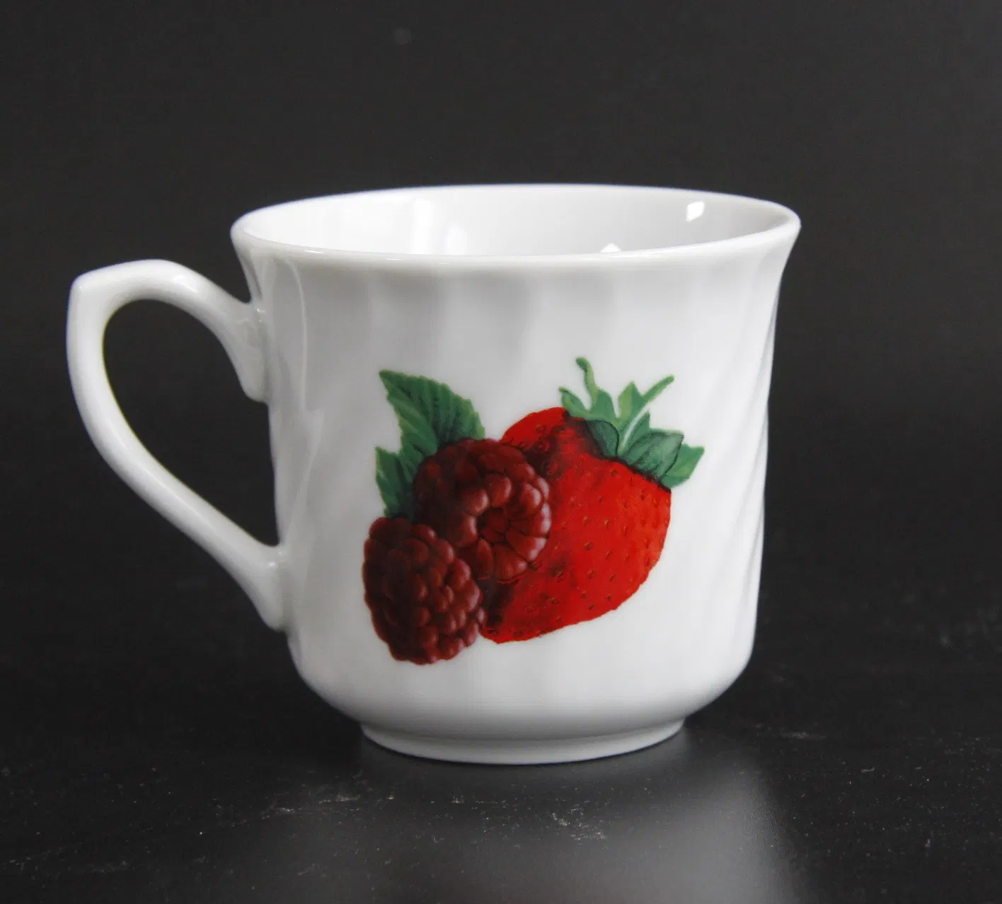Ceramic Violet Floral and Strawberry Tea Cup and Coffee Mug