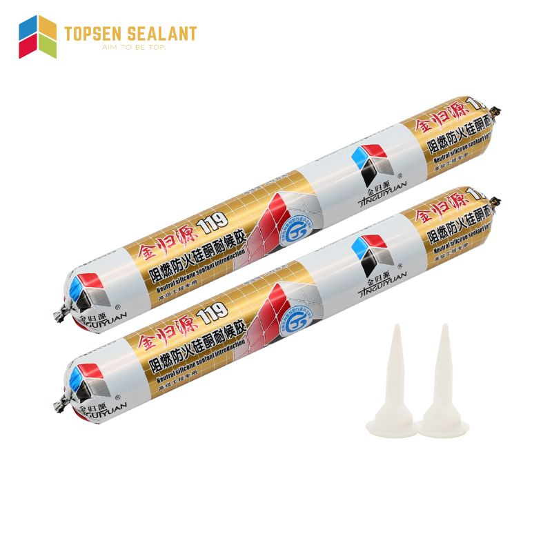 Topsen 119 Fireproof Silicone Sealant High-Temperature Resistant to 180°C Fv-0 Fire Rated for Building Sealin