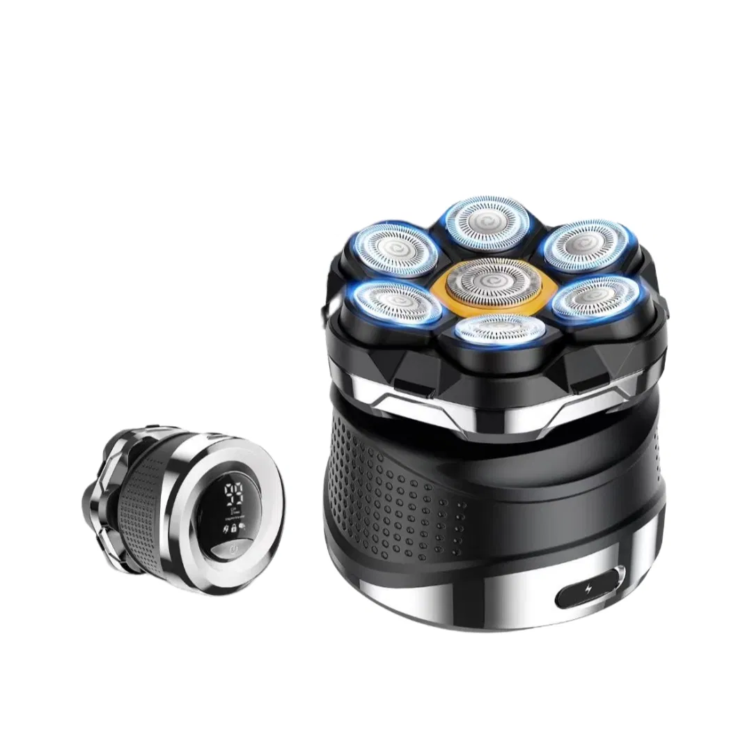 Wet and Dry Bald Head Men Shaver with 7 Floating Knife Blade Facial Rotary Razor