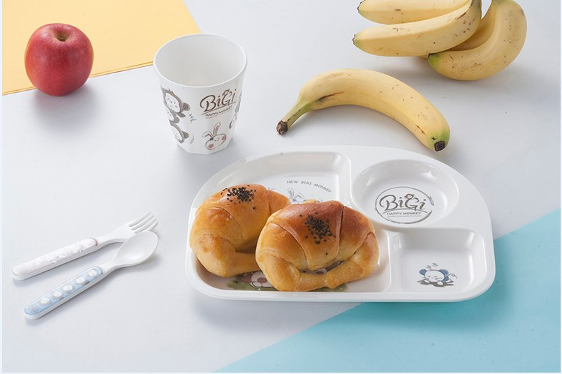 Hot Selling Melamine 4-Divided Cartoon Children Dinner Plate