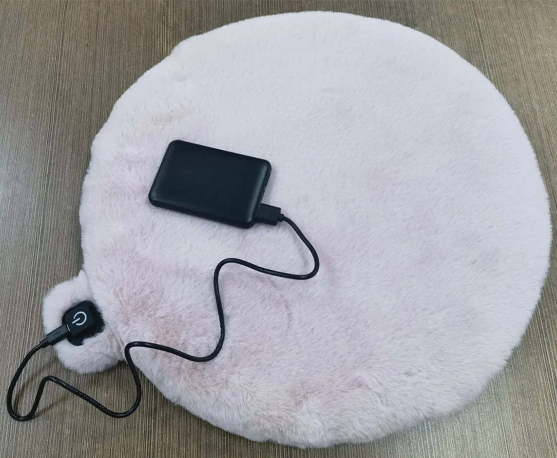 Faux Fur Heated Seat Pad Removable Cover Without Powerbank