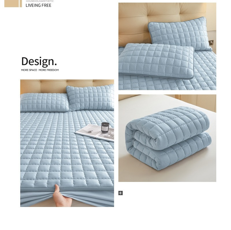 Joy Home Fashion Padded Bed Sheet One-Piece Waterproof Padded Non-Slip Fixed Mattress Protector