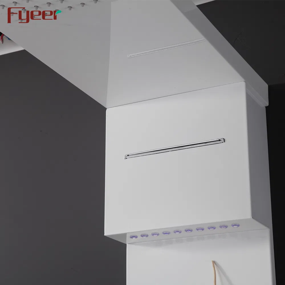 Fyeer White Painting Hydro Massage Corner Shower Panel with LED Lights