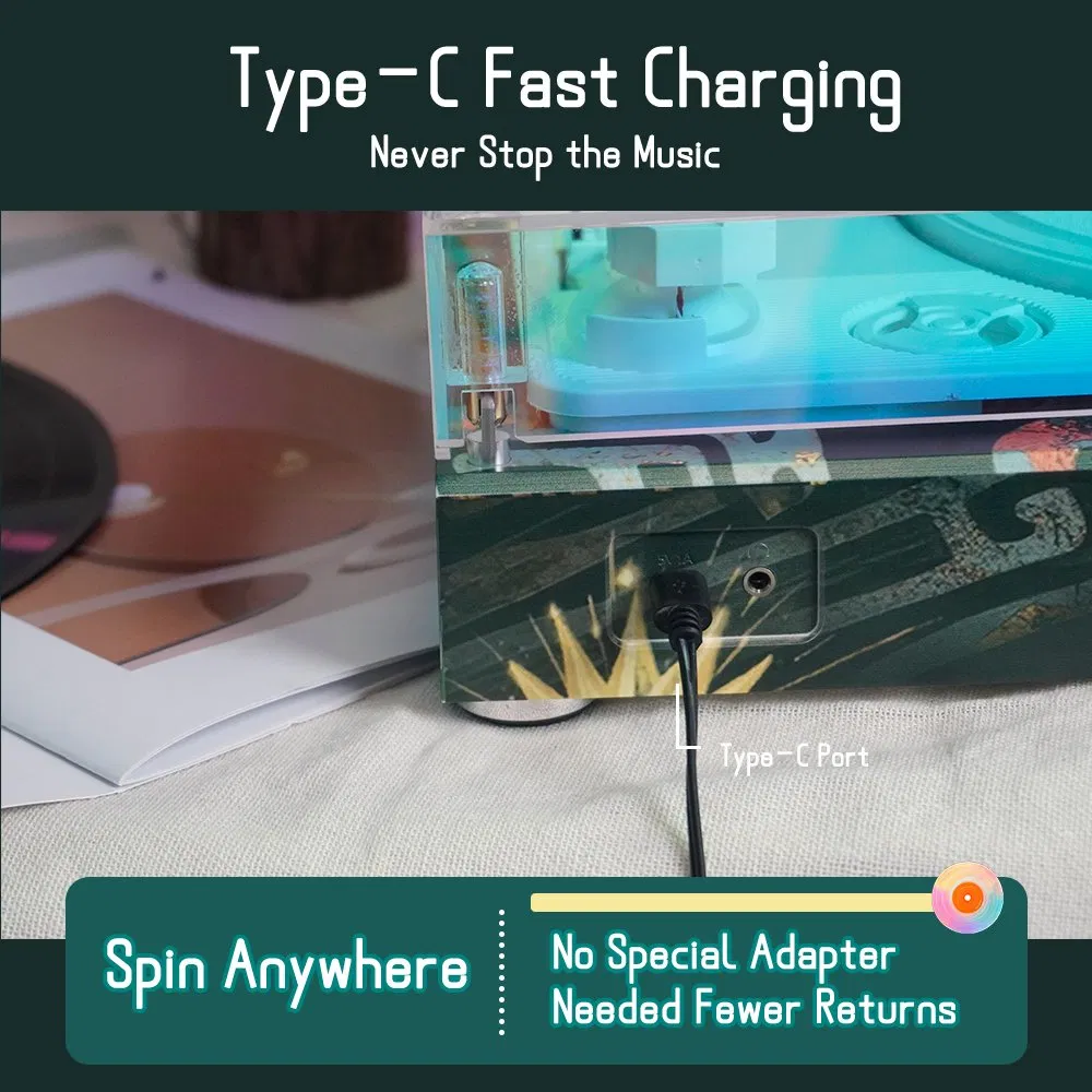 Проигрыватель винила Sanxingdui с Bluetooth и колонкой