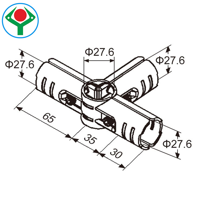Ys-3 Recyclable ESD 4 Way Cross Metal Joint Set for Antistatic Lean Pipe Workbench
