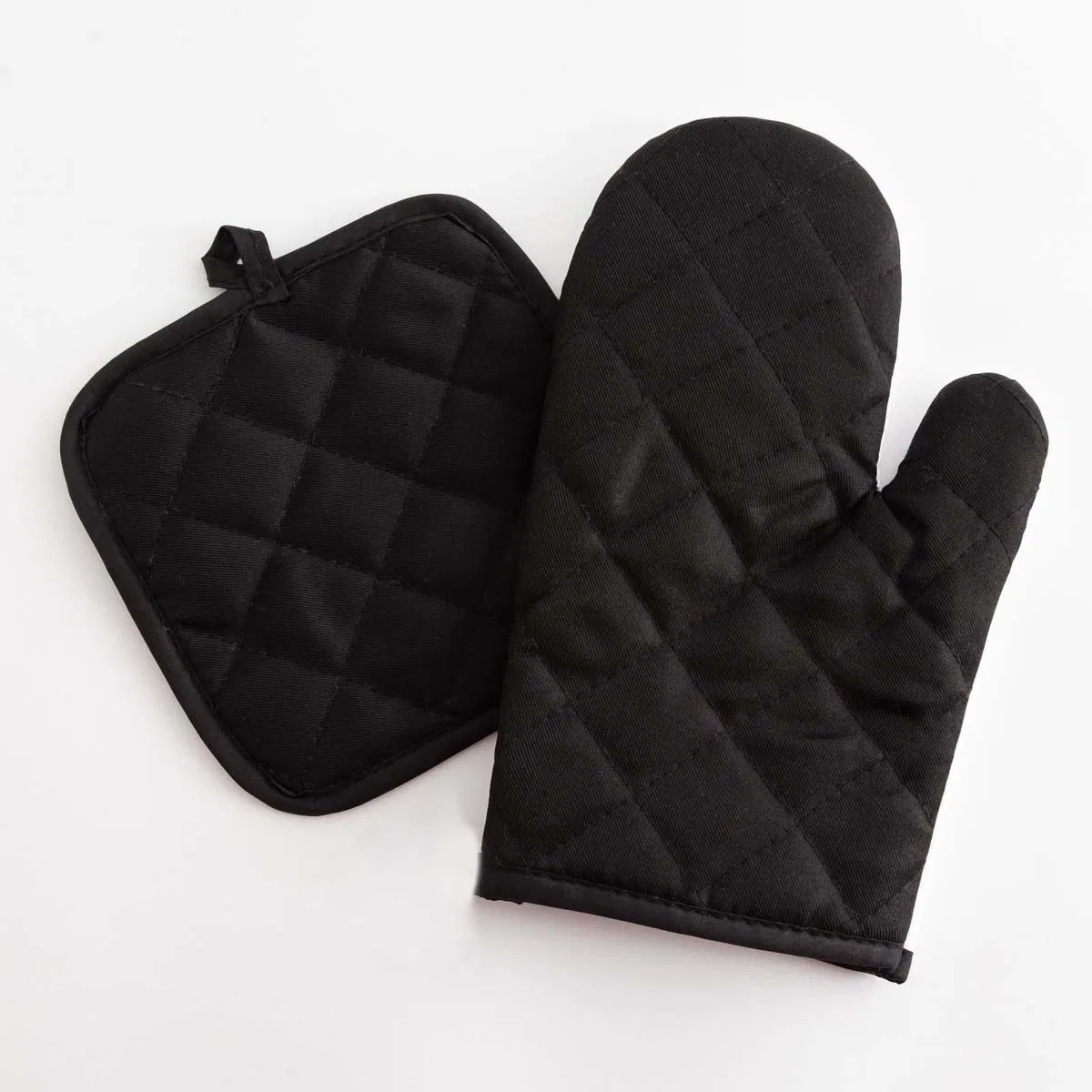 Heat Insulation Pad, High-Temperature Resistant Pure Black Pot Pad, Desktop Protection Pad Set, Heat Insulation Gloves