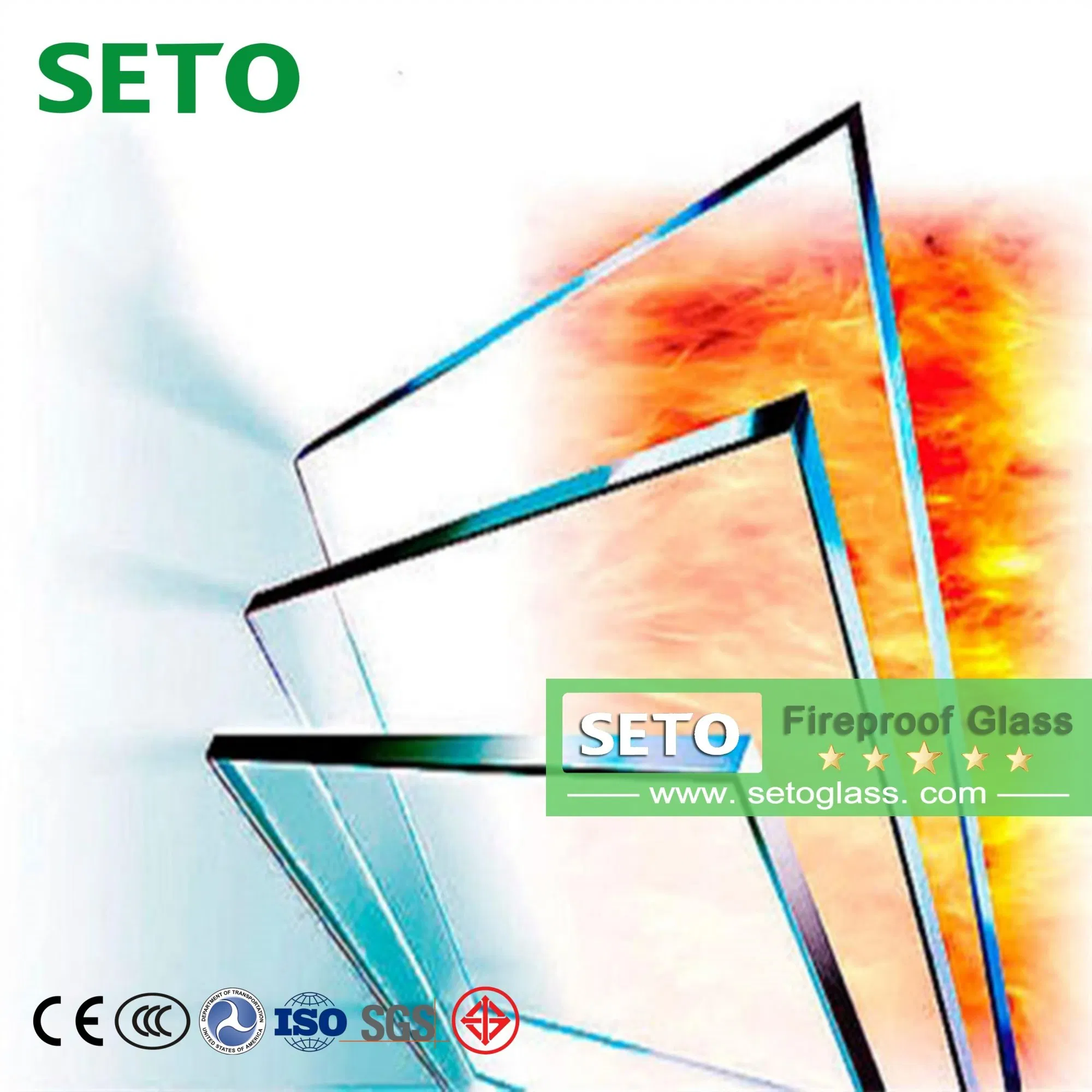 Building Fireproof Glass Soda Lime Silicate Glass Single Piece Tempered Fireproof