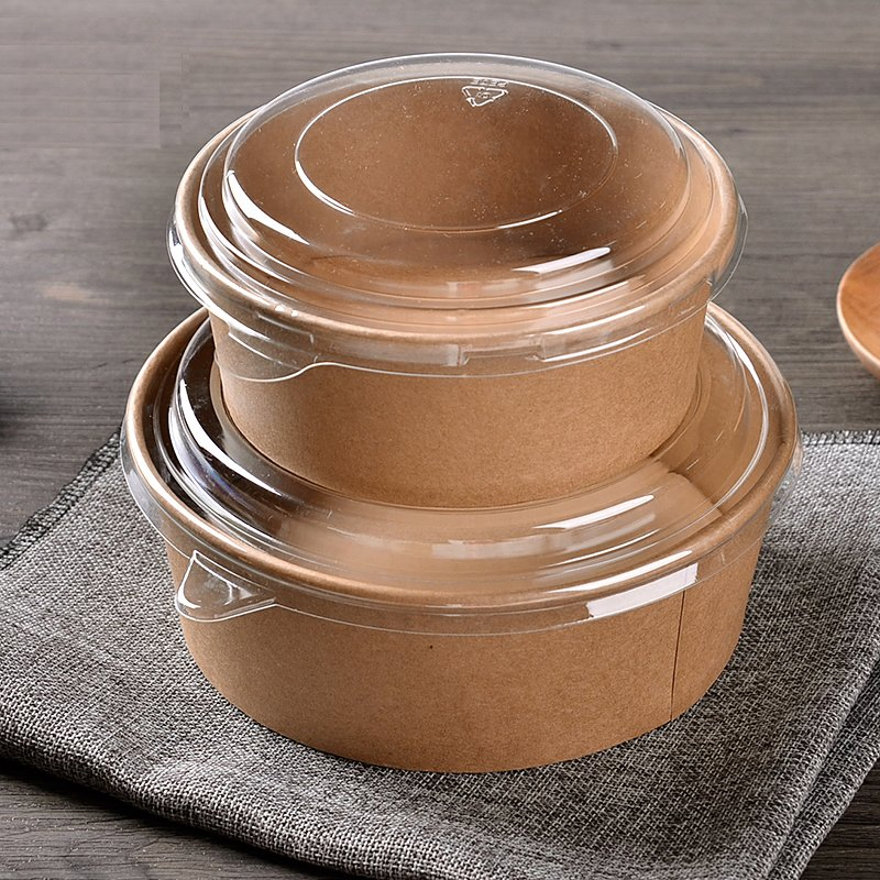 Wholesale Paper Bowl Custom Printed Kraft Brown Bowl Soup Cup with Pet Lid