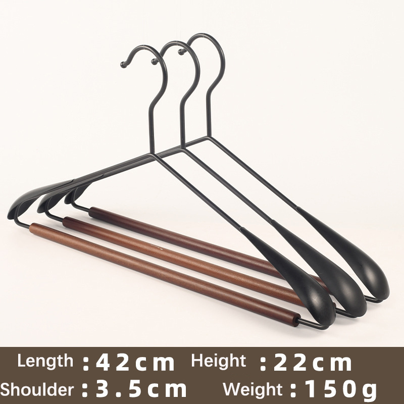 Holding Rack Iron Wooden Hanger Wooden Metal Suit Household Iron Wide -Shoulder Hanger Wardrobe Wardrobe