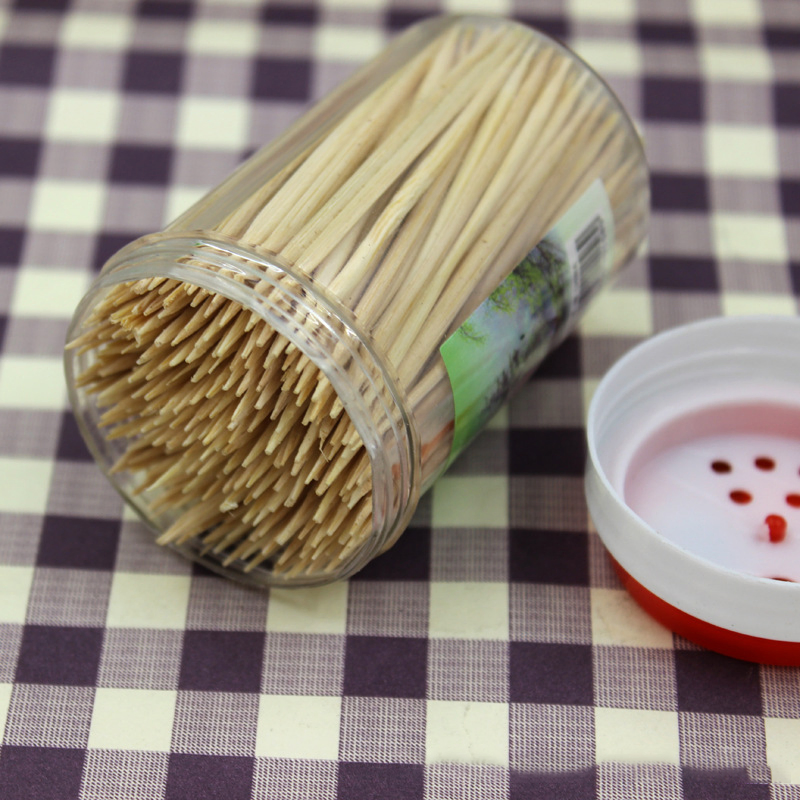Cello Individual Wrap Bamboo Toothpick with Plastic Jar Dispenser Container Bottle Holder