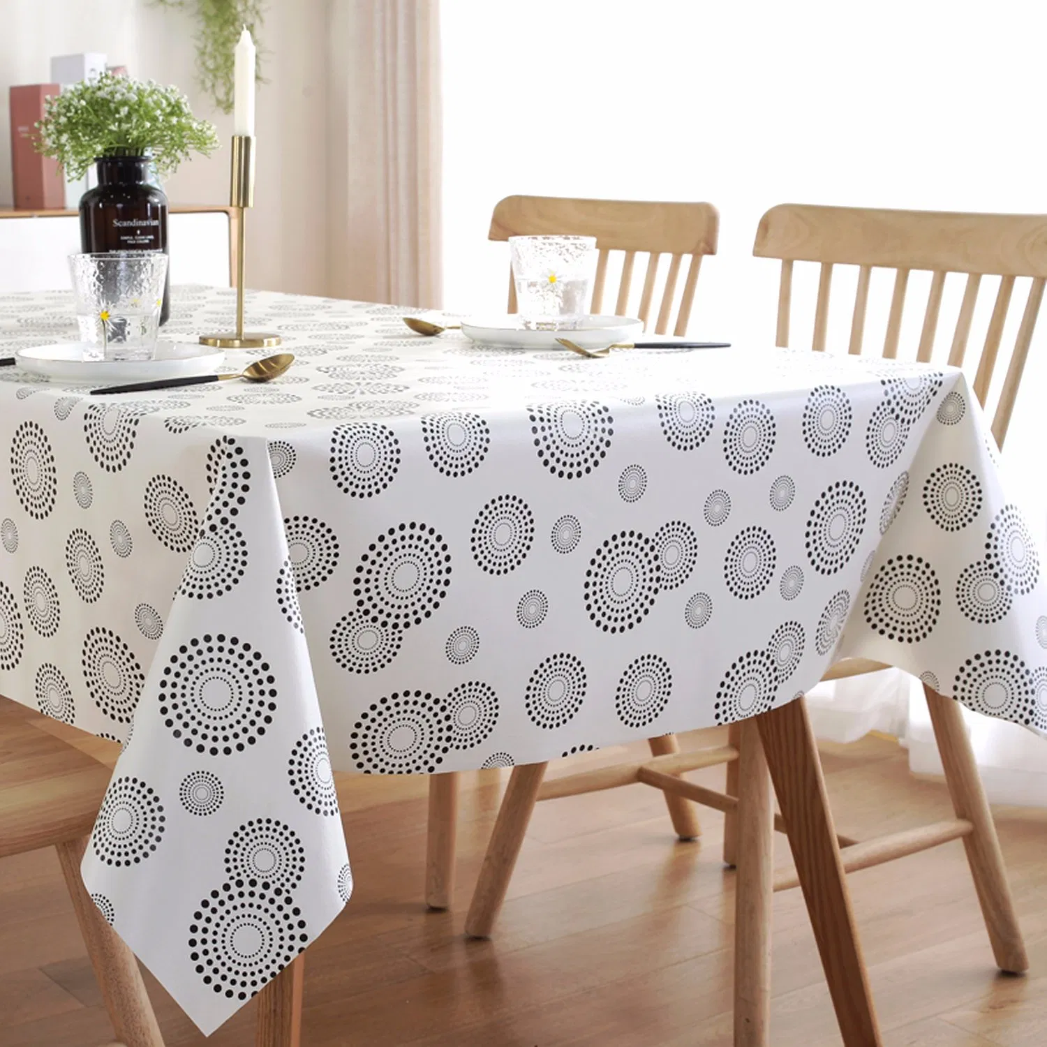 OEM Factory PVC Waterproof Print Emboss Non-Woven Fabric Backing Tablecloth
