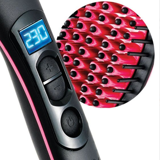 LED Display Hair Straightening Brush - Wet & Dry Use, Electric Magic Hair Brush Straightener