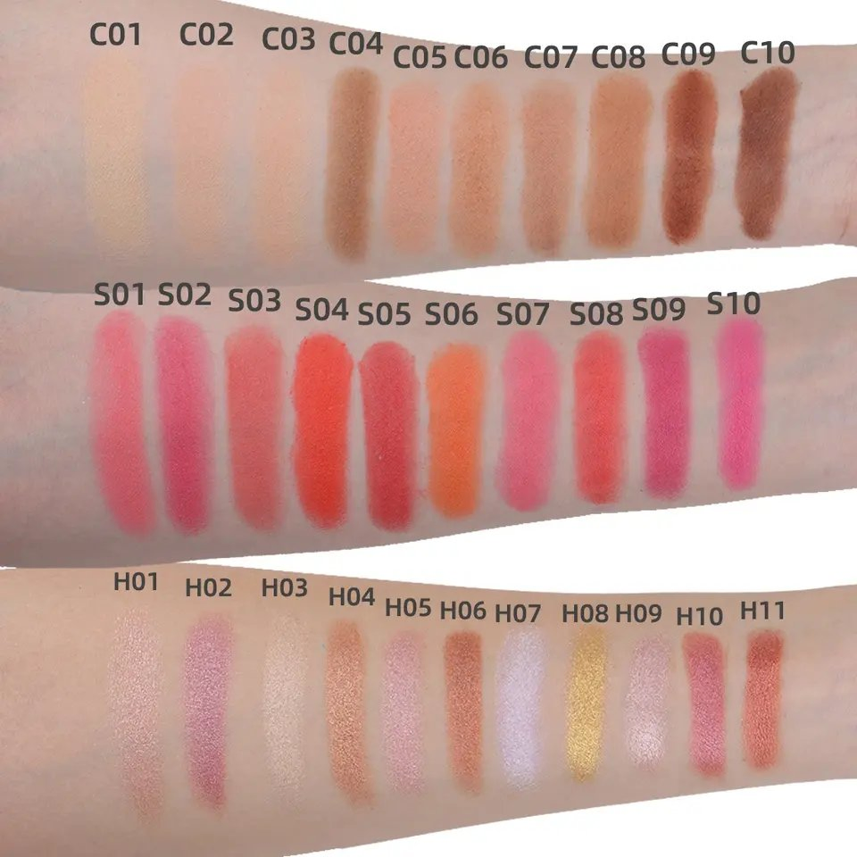 Private Label Makeup Blush Palette Concealer Highlight Contour Multifunction Blusher Palette