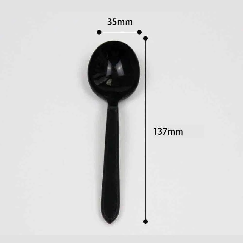 Dispsoable Plastic Cutlery 137mm Length PP Platsic Spoon Black Transparent for Dinner