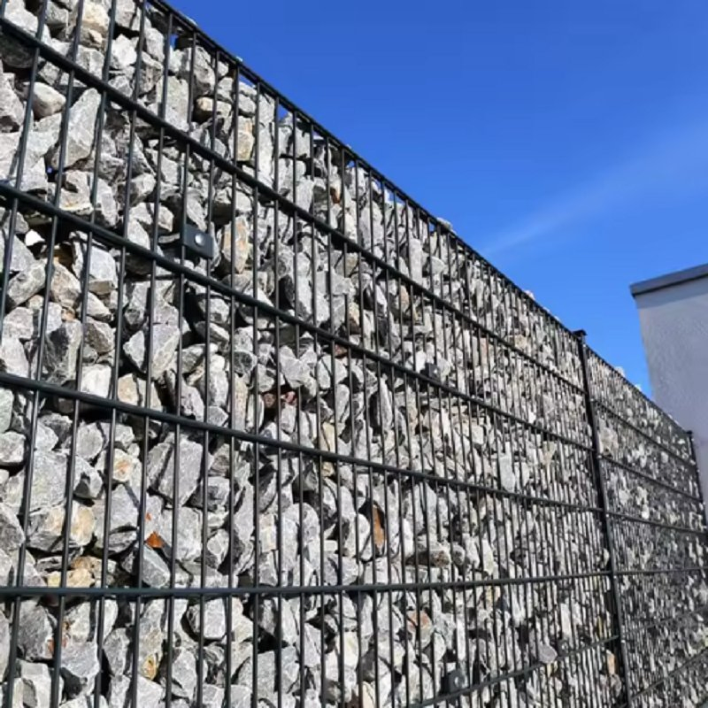 Outdoor Hexagonal Hole Shape Gabion Stone Basket Wall with Cover Garden Spirals Wire Mesh Box Welded Gabion Rock Wall Cage