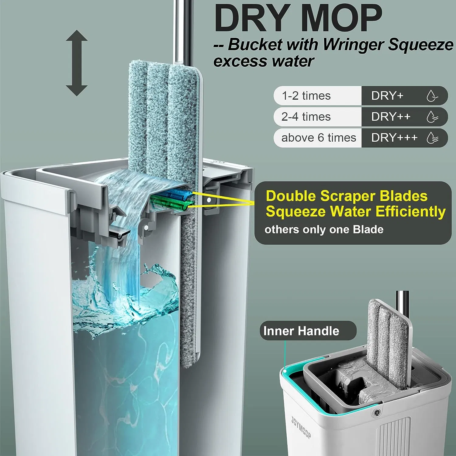 Factory Price Household Long Handle Flat Squeeze Mop Head Dust Microfiber Mops Bucket