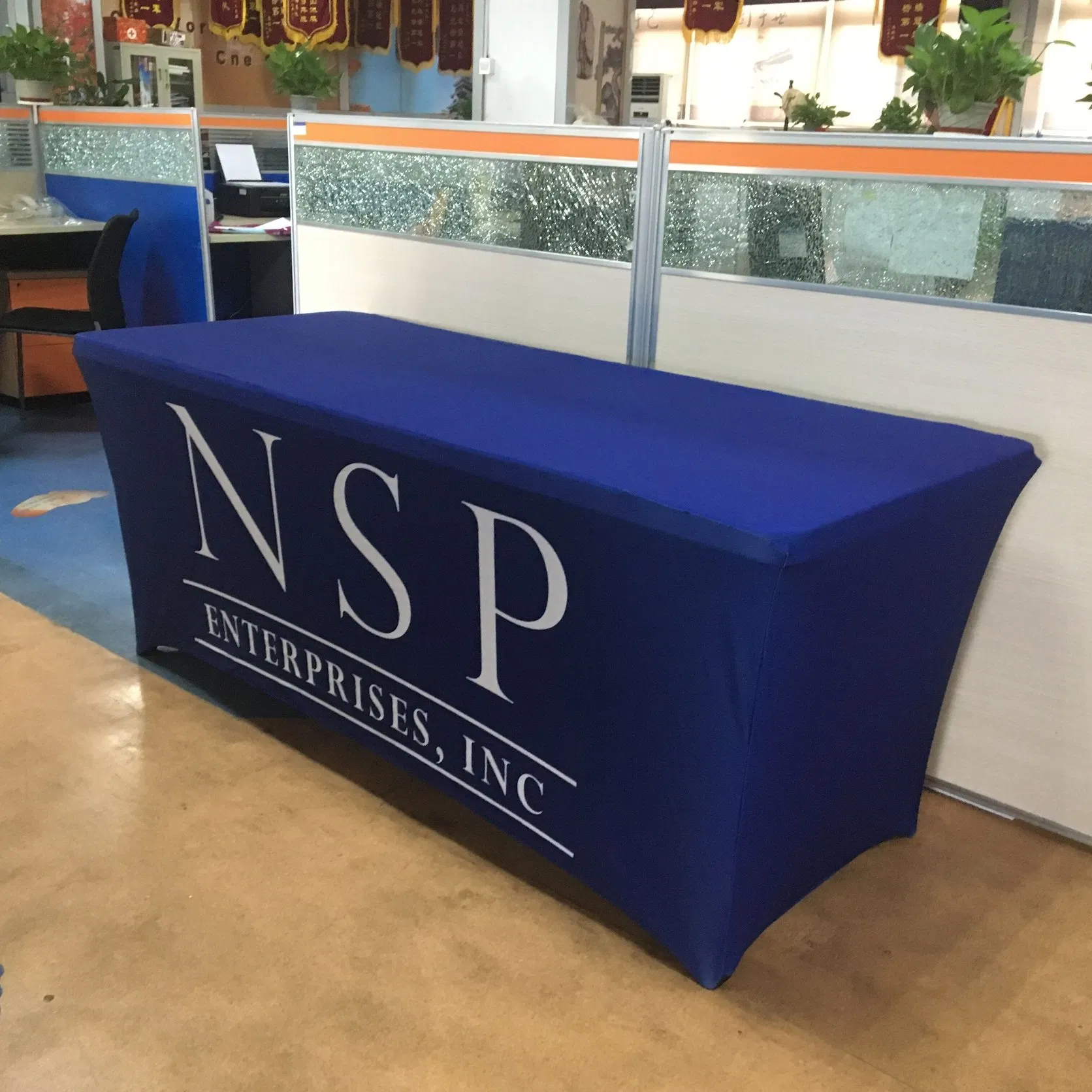 Custom Trade Show Full Color Dye Sublimation Print Table Cloth and Table Throw