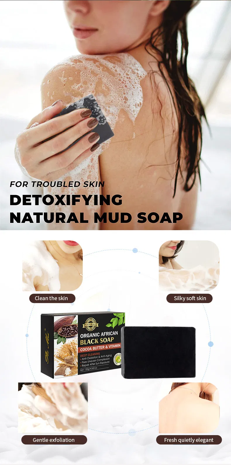 African Black Soap with Palm Kernel Coconut Olive Oils Aloe Vera Snowparsley for Dark Spot Removal Includes Deep Cleaning